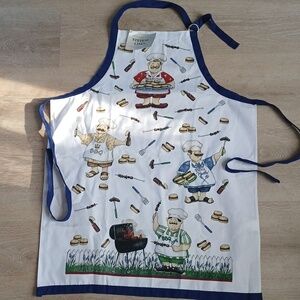 Stevens Linen Barbecue Guys Gourmet Apron Cooking Outdoors Cartoon Chef NEW TAGS